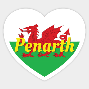 Penarth Wales UK Wales Flag Heart Sticker